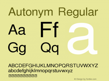 Autonym Regular Version 1.0.20131103 Font Sample