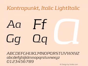 Kontrapunkt, Italic LightItalic Version 001.000图片样张