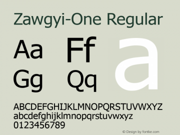 Zawgyi-One Regular 3.1 Februay 10, 2008 Font Sample