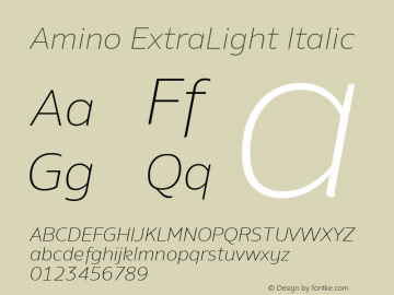 Amino ExtraLight Italic Version 2.01 : 2013;com.myfonts.cadson-demak.amino.extra-light-italic.wfkit2.41K1图片样张