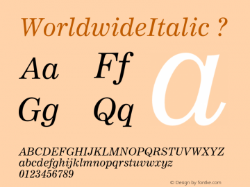 WorldwideItalic ? Version 2.02;com.myfonts.shinn.worldwide.italic.wfkit2.Bkb图片样张