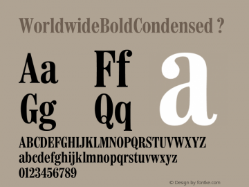 WorldwideBoldCondensed ? Version 2.02;com.myfonts.shinn.worldwide.bold-condensed.wfkit2.Bkg Font Sample