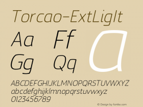 Torcao-ExtLigIt ☞ Version 1.000;com.myfonts.insigne.torcao.ext-light-italic.wfkit2.44Eh图片样张