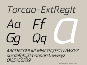 Torcao-ExtRegIt ☞ Version 1.000;com.myfonts.insigne.torcao.ext-regular-italic.wfkit2.44Ej Font Sample
