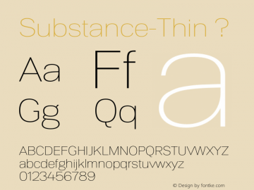 Substance-Thin ? Version 1.002;PS 001.002;hotconv 1.0.70;makeotf.lib2.5.58329;com.myfonts.facetype.substance.thin.wfkit2.417L Font Sample