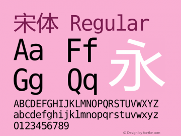 宋体 Regular Version 5.01 Font Sample