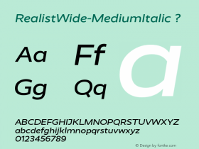 RealistWide-MediumItalic ? Version 1.029;PS 1.000;hotconv 1.0.70;makeotf.lib2.5.58329;com.myfonts.martinplusfonts.realist-wide.medium-italic.wfkit2.44NS Font Sample