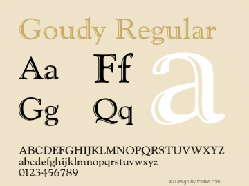 Goudy Regular 1.0 Font Sample