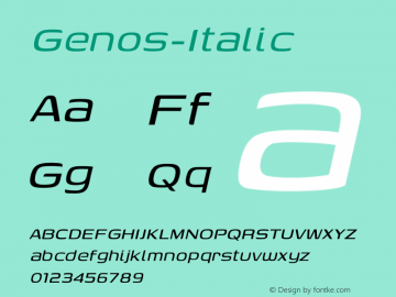 Genos-Italic ☞ Version 1.00 2011;com.myfonts.typesetit.genos.italic.wfkit2.3E2H图片样张