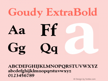 Goudy ExtraBold Macromedia Fontographer 4.1 1/30/2007图片样张