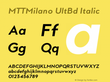 MTTMilano UltBd Italic Version 1.000;PS 001.001;hotconv 1.0.56图片样张