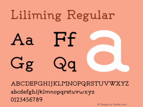 Liliming Regular Version 1.001 Font Sample