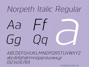 Norpeth Italic Regular Version 1.001;PS 001.001;hotconv 1.0.70;makeotf.lib2.5.58329图片样张