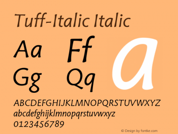 Tuff-Italic Italic Version 001.000;com.myfonts. Font Sample