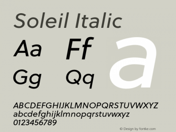 Soleil Italic Version 1.001 Font Sample