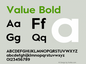 Value Bold Version 2.000 Font Sample