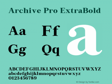 Archive Pro ExtraBold Version 1.000 Font Sample