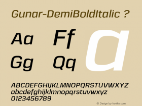 Gunar-DemiBoldItalic ? Version 1.000;PS 001.000;hotconv 1.0.70;makeotf.lib2.5.58329;com.myfonts.northernblock.gunar.demi-bold-italic.wfkit2.43rU图片样张