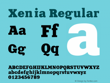 Xenia Regular Converted from c:\ttf.fnt\XNA85___.TF1 by ALLTYPE图片样张