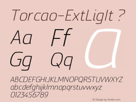 Torcao-ExtLigIt ? Version 1.000;com.myfonts.insigne.torcao.ext-light-italic.wfkit2.44Eh Font Sample