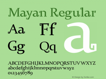 Mayan Regular Version 1.000 Font Sample