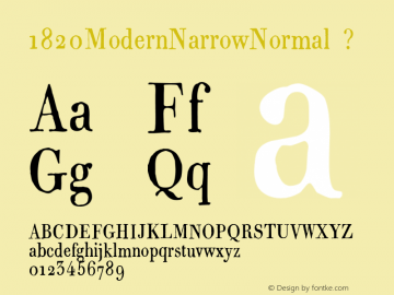 1820ModernNarrowNormal ? Version 1.000;com.myfonts.glc.1820-modern.narrow.wfkit2.3jZu Font Sample