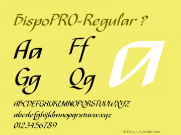 BispoPRO-Regular ? Version 1.004;PS 001.004;hotconv 1.0.56;makeotf.lib2.0.21325;com.myfonts.type-curitiba.bispo.pro-regular.wfkit2.3V1F Font Sample