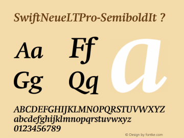 SwiftNeueLTPro-SemiboldIt ? Version 1.00;com.myfonts.linotype.neue-swift.pro-semibold-italic.wfkit2.3KzY Font Sample