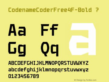 CodenameCoderFree4F-Bold ? 1.007; Free for personal and commercial usage;;com.myfonts.4thfebruary.codename-coder-4f.bold.wfkit2.3fV2 Font Sample