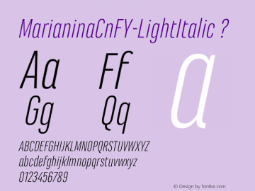 MarianinaCnFY-LightItalic ? Version 1.000;com.myfonts.fontyou.marianina-fy.cn-light-italic.wfkit2.44wF图片样张