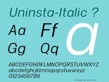 Uninsta-Italic ? Version 1.000;PS 001.000;hotconv 1.0.70;makeotf.lib2.5.58329;com.myfonts.northernblock.uninsta.italic.wfkit2.44TF图片样张