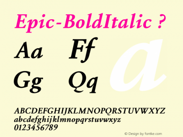 Epic-BoldItalic ? Version 1.000 2007 initial release;com.myfonts.positype.epic.bold-italic.wfkit2.3eEt图片样张