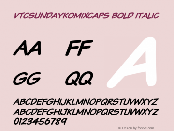 VTCSundaykomixcaps Bold Italic 1999; 1.0, initial release图片样张