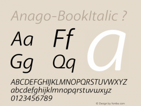 Anago-BookItalic ? Version 2.000;com.myfonts.positype.anago.book-italic.wfkit2.3TKP图片样张