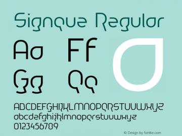 Signque Regular Version 1.002 Font Sample