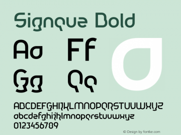 Signque Bold Version 1.002 Font Sample