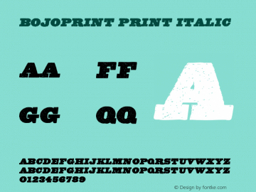 BOJOPRINT Print Italic Version 1.000;com.myfonts.borutta.bojo.italic.wfkit2.3X9Z Font Sample