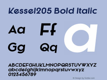 Kessel205 Bold Italic Version 3.000;com.myfonts.talbot.kessel-205.bold-oblique.wfkit2.44pe Font Sample