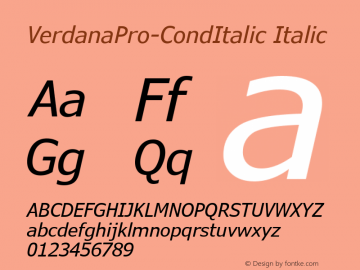 VerdanaPro-CondItalic Italic Version 6.01图片样张