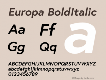 Europa BoldItalic 1.000图片样张