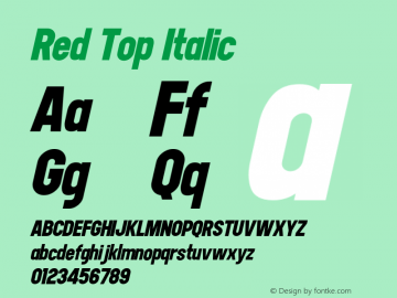 Red Top Italic Version 1.000 Font Sample