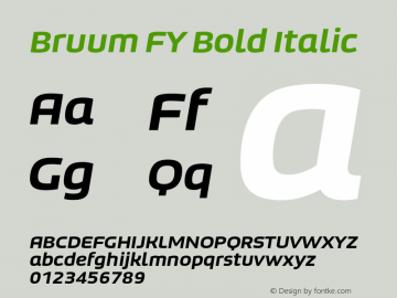 Bruum FY Bold Italic Version 1.000 Font Sample