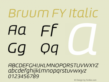 Bruum FY Italic Version 1.000 Font Sample