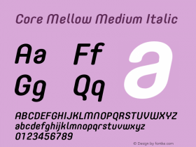 Core Mellow Medium Italic Version 1.000;wf Font Sample