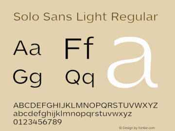 Solo Sans Light Regular Version 1.000;PS 001.001;hotconv 1.0.56图片样张