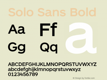 Solo Sans Bold Version 1.000;PS 001.001;hotconv 1.0.56 Font Sample