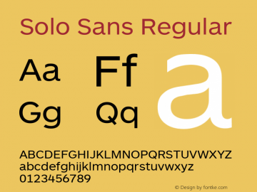 Solo Sans Regular Version 1.000;PS 001.001;hotconv 1.0.56图片样张