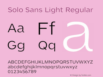 Solo Sans Light Regular Version 1.000;PS 001.001;hotconv 1.0.56 Font Sample