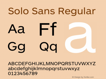 Solo Sans Regular Version 1.000;PS 001.001;hotconv 1.0.56图片样张
