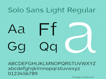 Solo Sans Light Regular Version 1.000;PS 001.001;hotconv 1.0.56 Font Sample